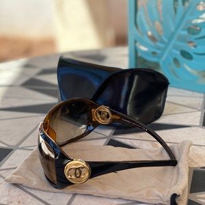 Chanel 6203 brown and gold wrap sunglasses